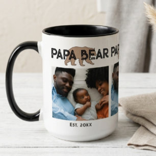 Caneca De Café Em Dois Tons Urso Pai Ano de Fundação Foto