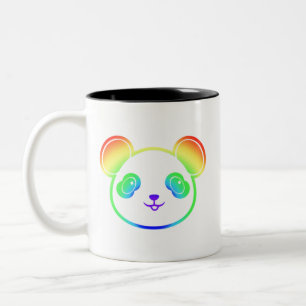 Caneca De Café Em Dois Tons Urso Panda Bonito Nas Cores Do Arco-Íris