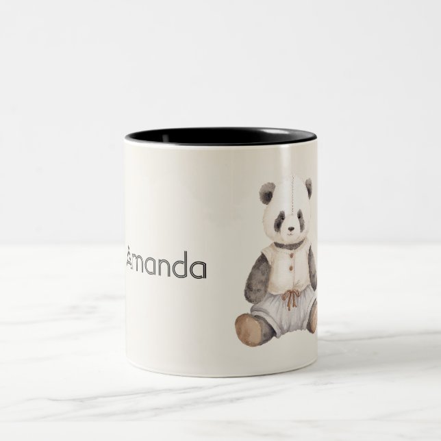 Caneca De Café Em Dois Tons Urso Panda Fofo (Centro)