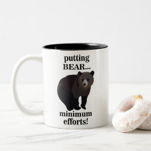 Caneca De Café Em Dois Tons Urso Pardo Colocando Esforços Mínimos Engraçado