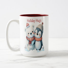 Caneca De Café Em Dois Tons Urso Polar Bonito e Pinguim Amigos de Natal
