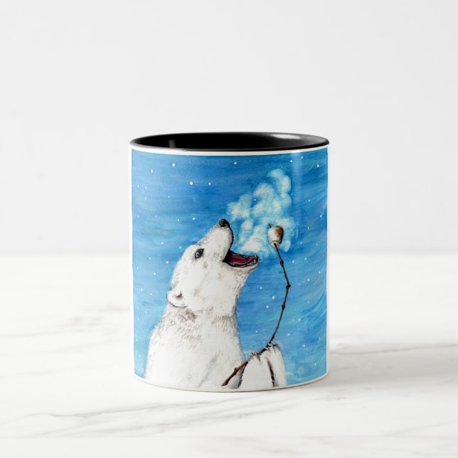 Caneca De Café Em Dois Tons Urso Polar com Marshmallow Torrado (Centro)