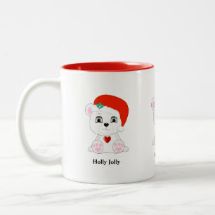 Caneca De Café Em Dois Tons Urso Polar de Natal Fofo em Cartoon