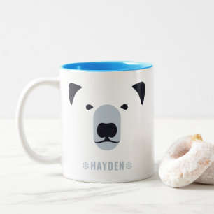 Caneca De Café Em Dois Tons Urso Polar   Nome Personalizado Coffee Mug