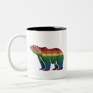 Caneca De Café Em Dois Tons Urso Polar Retrô Arco-Íris Lésbica LGBT Orgulho Ga