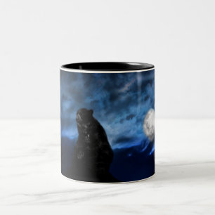 Caneca De Café Em Dois Tons Urso preto pelo luar