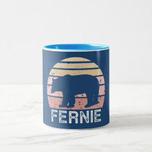 Caneca De Café Em Dois Tons Urso Retro Fernie British Columbia