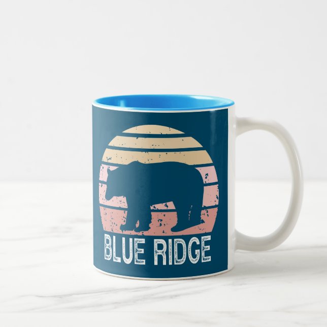 Caneca De Café Em Dois Tons Urso Retroativo Azul (Direita)