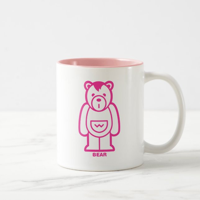 Caneca De Café Em Dois Tons Urso (Rosa) (Direita)