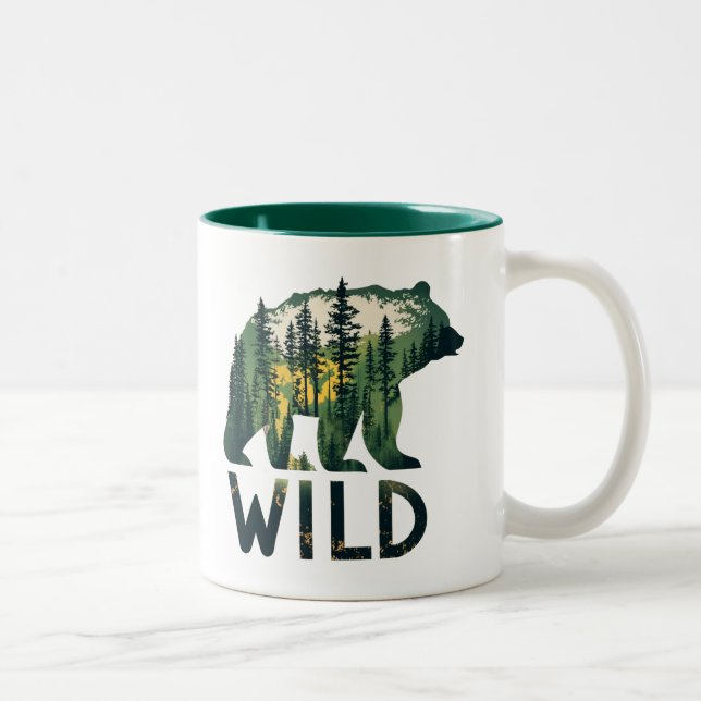 Caneca De Café Em Dois Tons Urso Selvagem ao ar livre (Direita)