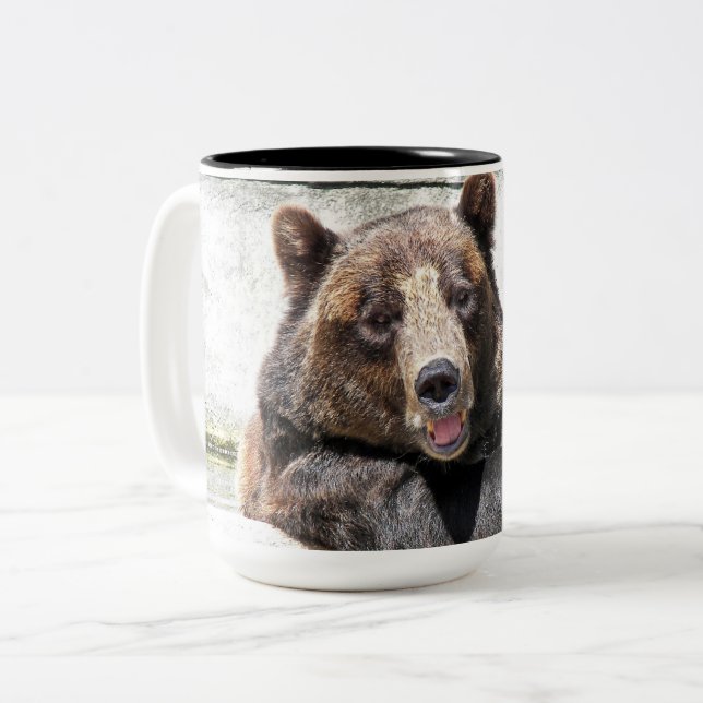 Caneca De Café Em Dois Tons Urso Sorridente (Frente Esquerda)