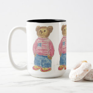 Caneca De Café Em Dois Tons Urso Velho Patriótico