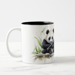 Caneca De Café Em Dois Tons Ursos De Panda De Aquarela Com Bambu