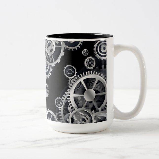 Caneca De Café Em Dois Tons Ursos de Prata Steampunk (Direita)