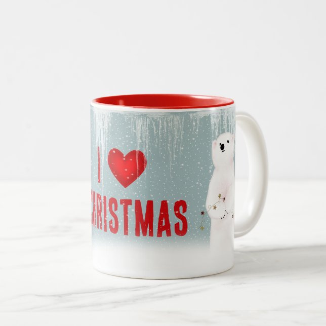 Caneca De Café Em Dois Tons Ursos Polares de Natal (Frente Esquerda)