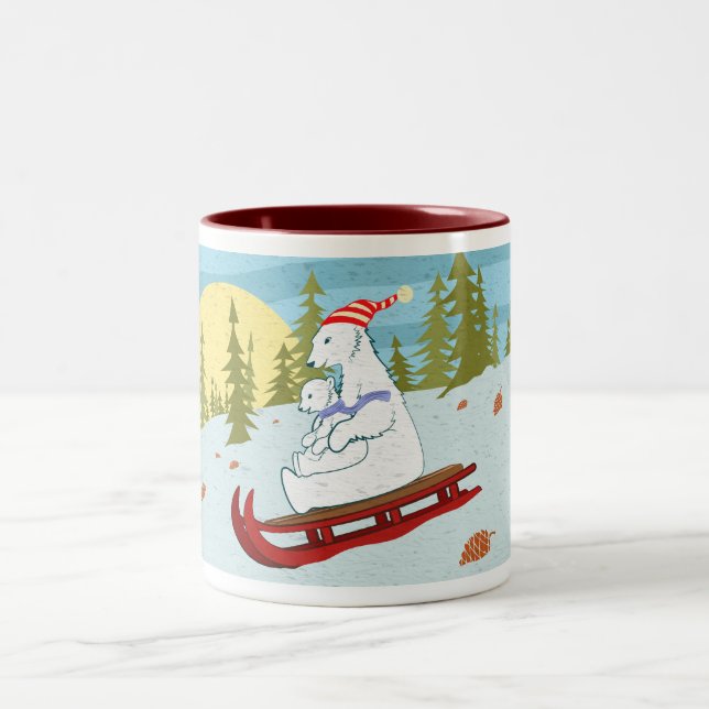 Caneca De Café Em Dois Tons Ursos polares no trenó (Centro)