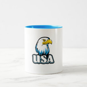 Caneca De Café Em Dois Tons USA Bald Eagle (edição azul limitada)
