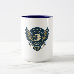 Caneca De Café Em Dois Tons USA Eagle Shield — Vintage Flag Crest