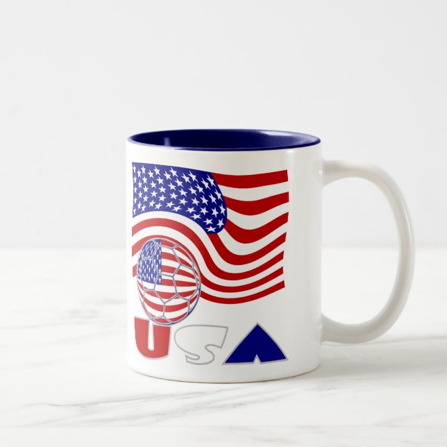 Caneca De Café Em Dois Tons USA Flag Soccer Ball (Direita)