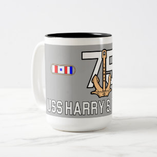 CANECA DE CAFÉ EM DOIS TONS USA HARRY S. TRUMAN MUG CVN- 75 BUCK STOPS AQUI
