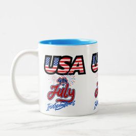 Caneca De Café Em Dois Tons "USA Independence Day Cerâmica Mug"