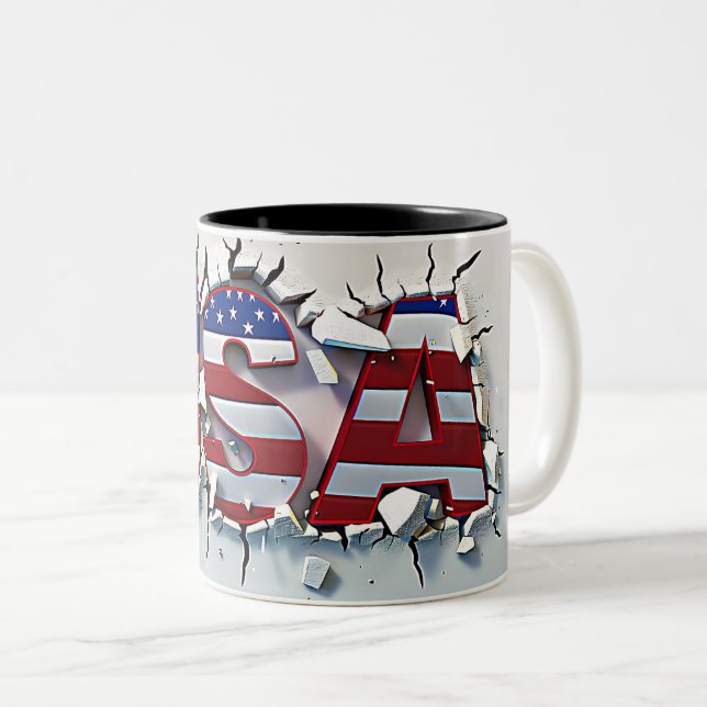 Caneca De Café Em Dois Tons USA Mug, 4th of July Mug, Independence Day (Frente Esquerda)