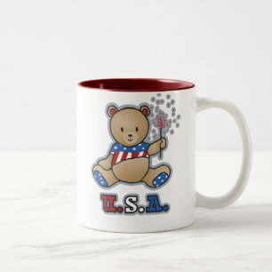 Caneca De Café Em Dois Tons USA Teddy Bear Mugs