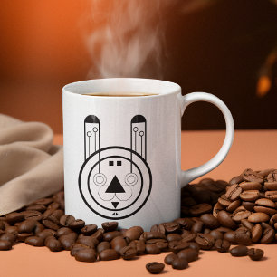 Caneca De Café Em Dois Tons Usagi Coelho Geométrico Zodíaco