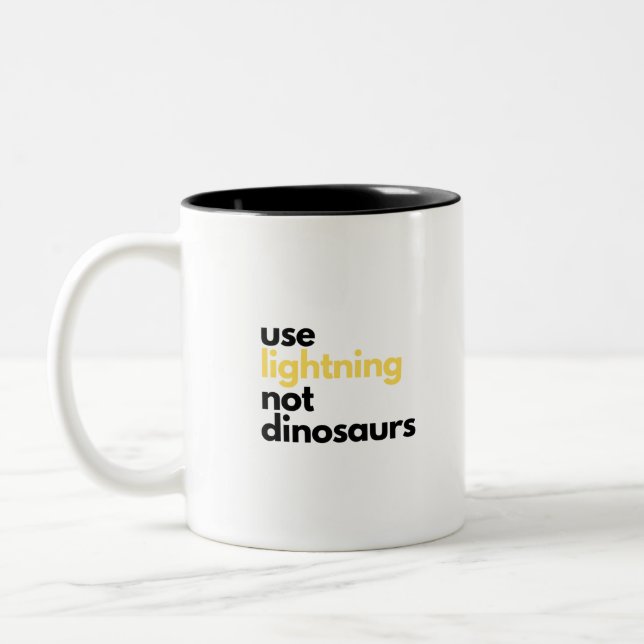 Caneca De Café Em Dois Tons Use Relâmpago Não Dinossauros Anti Gasolina Elétri (Esquerda)