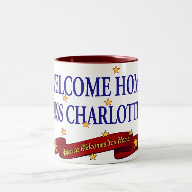 Caneca De Café Em Dois Tons USS Home bem-vindo Charlotte (Centro)