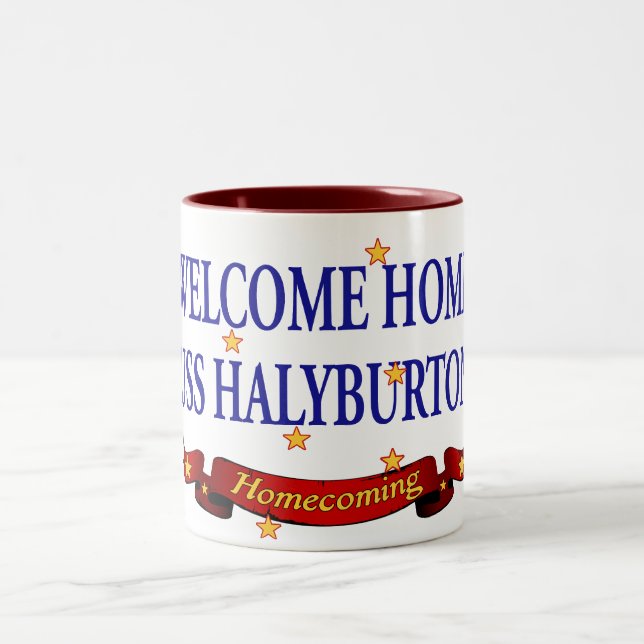 Caneca De Café Em Dois Tons USS Home bem-vindo Halyburton (Centro)