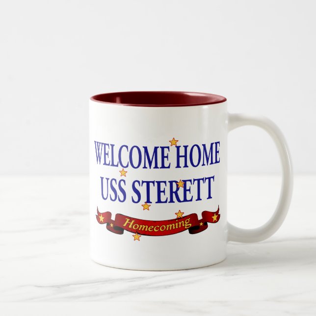 Caneca De Café Em Dois Tons USS Home bem-vindo Sterett (Direita)