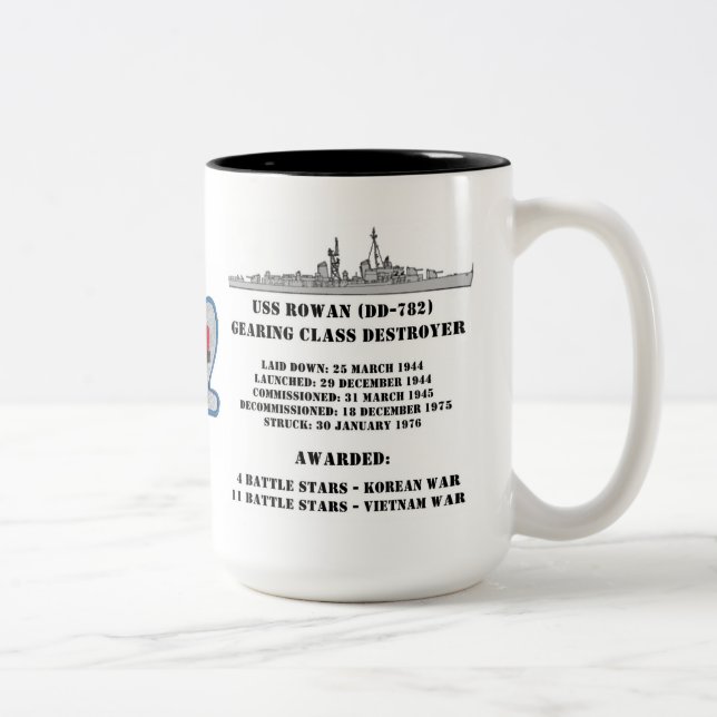 Caneca De Café Em Dois Tons USS Rowan (DD-782) (Direita)