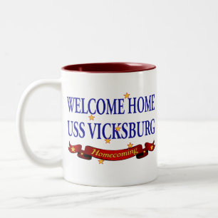Caneca De Café Em Dois Tons USS Vicksburg Home bem-vindo