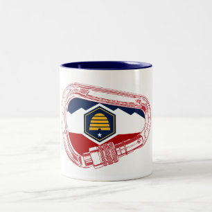 Caneca De Café Em Dois Tons Utah Bandeira Escalada em Rocha Mosquetão