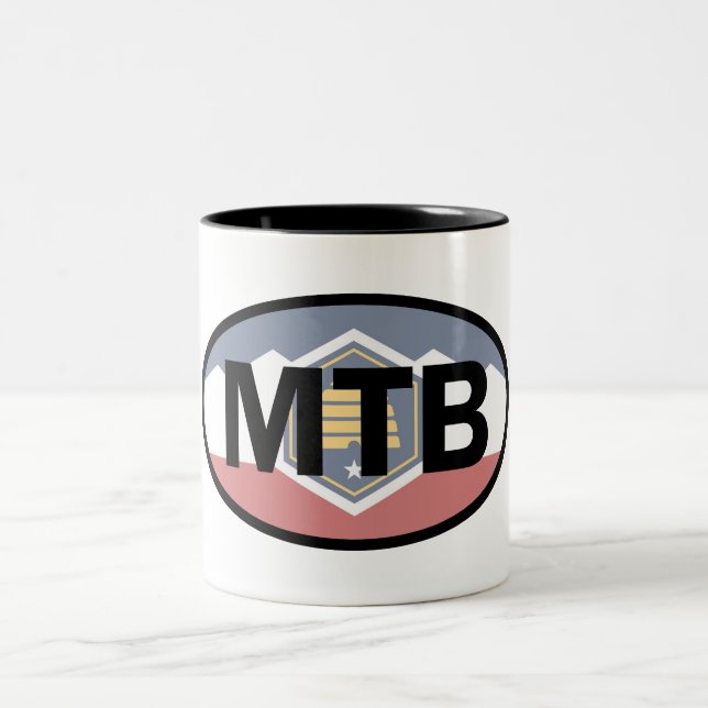 Caneca De Café Em Dois Tons Utah Flag Mountain Biking Oval (Centro)