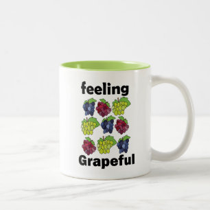 Caneca De Café Em Dois Tons Uvas Fruta Sentimento Uvoso Punny