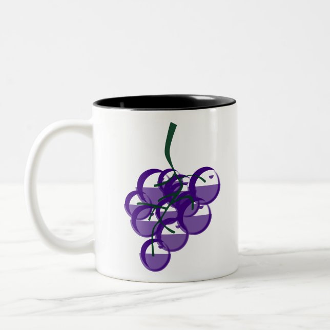 Caneca De Café Em Dois Tons Uvas Fruta Vinho Lilac Comida Vinho (Esquerda)