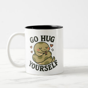 Caneca De Café Em Dois Tons Vá Abraçar a Si Mesmo Cobra Cobra Enrolada Fofa A