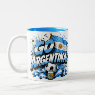 Caneca De Café Em Dois Tons Vá Argentina Design de Futebol   Argentina