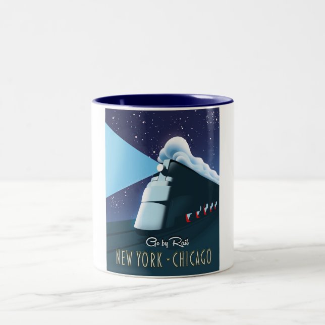 Caneca De Café Em Dois Tons "Vá de trem" Nova York - Chicago (Centro)
