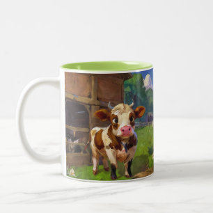 Caneca De Café Em Dois Tons Vaca Barrada