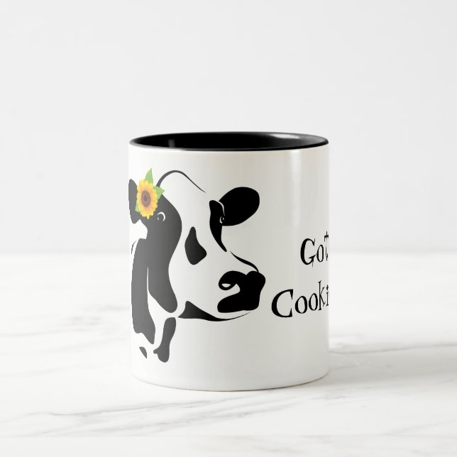 Caneca De Café Em Dois Tons Vaca Clássica, Tem Cookies Coffee Mug (Centro)
