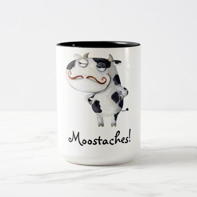 Caneca De Café Em Dois Tons Vaca com bigodes (Centro)