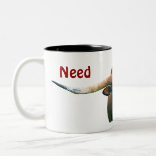 Caneca De Café Em Dois Tons Vaca Cranky - Duas Tone Mug - Que Precisam De Café