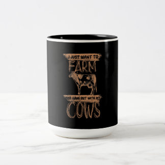 Caneca De Café Em Dois Tons Vaca De Animais Bonitos | Presente De Vaca Engraça