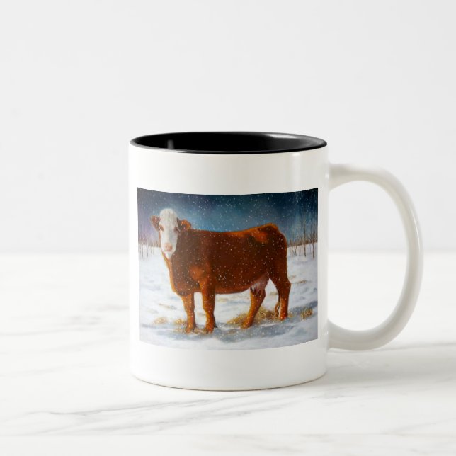 CANECA DE CAFÉ EM DOIS TONS VACA DE CARNE DE HEREFORD: ARTE PASTEL (Direita)