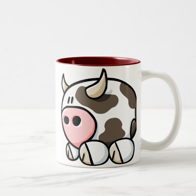 Caneca De Café Em Dois Tons Vaca dos desenhos animados (Direita)