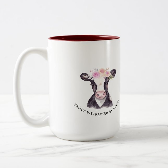 Caneca De Café Em Dois Tons vaca fofa (Esquerda)