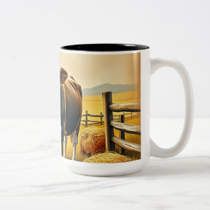 Caneca De Café Em Dois Tons Vaca Pastoral com Balas de Cintura